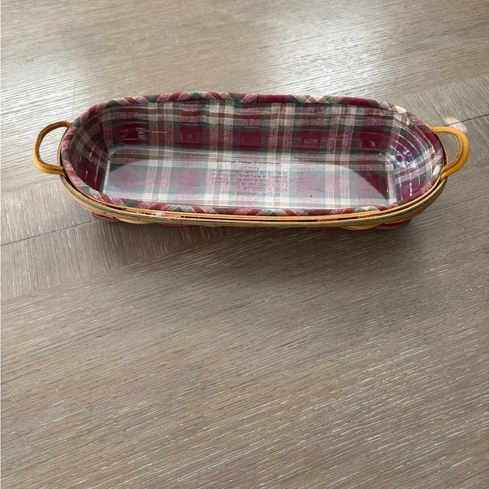 Longaberger Oval Basket with Handles with plaid lining